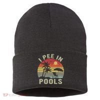 I Pee In Pools Sarcastic Sayings For Pools Lovers Retro Sustainable Knit Beanie thumb 0