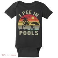 I Pee In Pools Sarcastic Sayings For Pools Lovers Retro Baby Bodysuit thumb 0