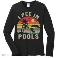I Pee In Pools Sarcastic Sayings For Pools Lovers Retro Women's Long Sleeve Shirt thumb 0
