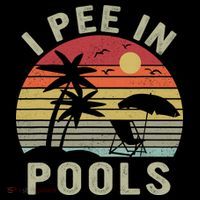 I Pee In Pools Sarcastic Sayings For Pools Lovers Retro Women's Long Sleeve Shirt thumb 2