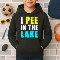 I Pee In The Lake Funny Summer Vacation Kids Hoodie thumb 2