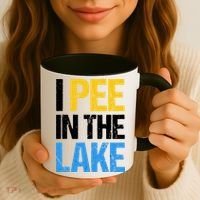 I Pee In The Lake Funny Summer Vacation Coffee Mug thumb 3
