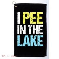 I Pee In The Lake Funny Summer Vacation Golf Towel thumb 0