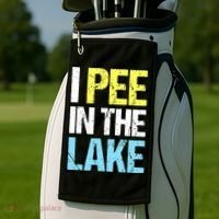 I Pee In The Lake Funny Summer Vacation Golf Towel thumb 2