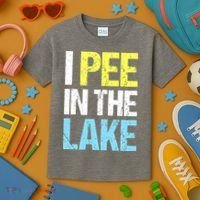 I Pee In The Lake Funny Summer Vacation Kids T-Shirt thumb 3