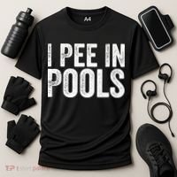 I Pee In Pools Funny Cooling Performance Crew T-Shirt thumb 3