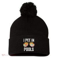 I Pee In Pools Funny Pom Pom 12in Knit Beanie thumb 0