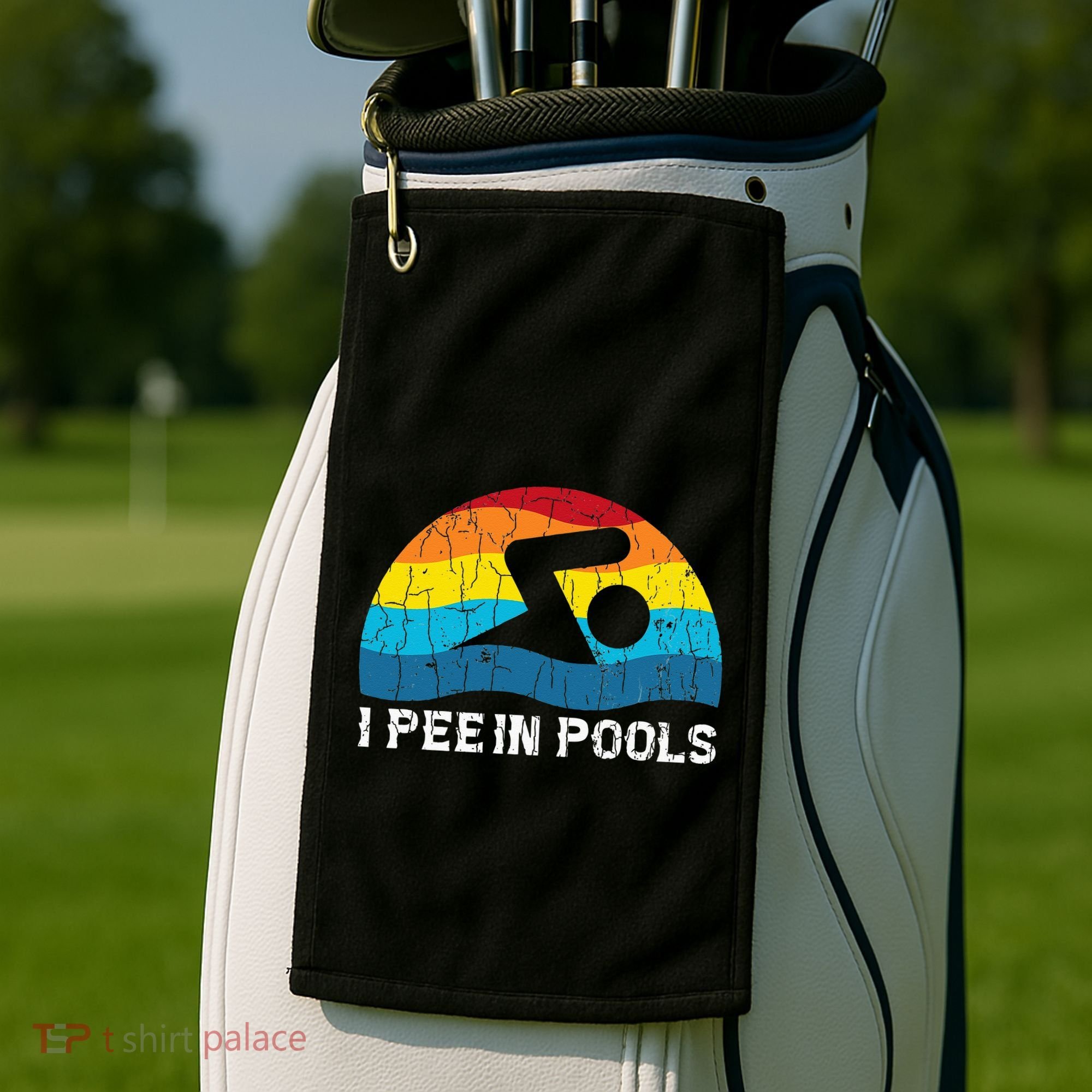 I Pee In Pools Funny Swimmer Swimming Coach Player Graphic Golf Towel