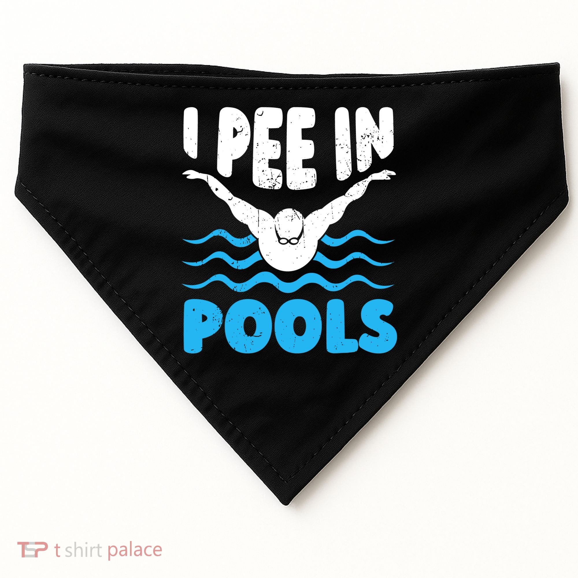 I Pee In Pools Funny Swimmer Swimming Coach Player Graphic USA-Made Doggie Bandana