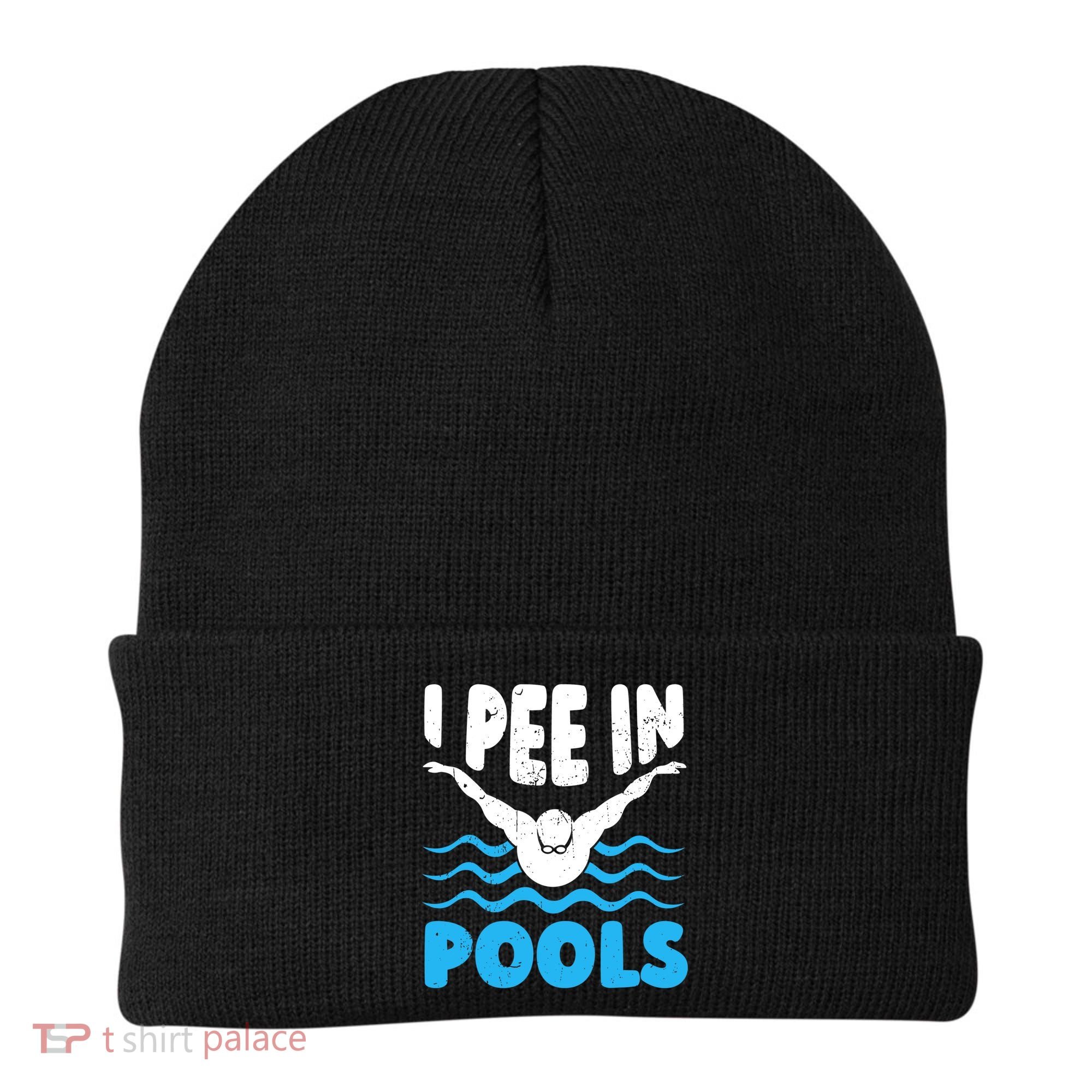 I Pee In Pools Funny Swimmer Swimming Coach Player Graphic Beanie