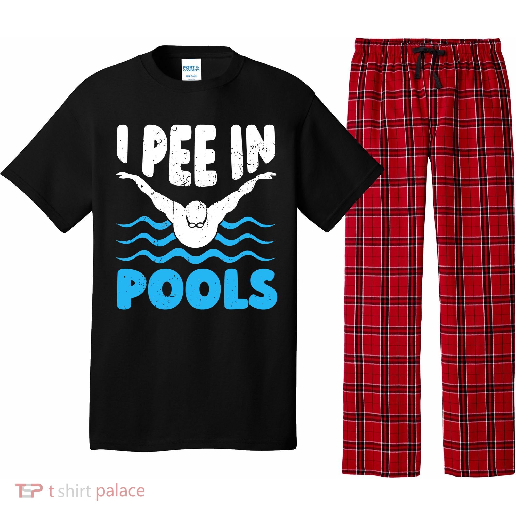 I Pee In Pools Funny Swimmer Swimming Coach Player Graphic Pajama Set