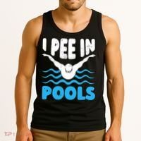 I Pee In Pools Funny Swimmer Swimming Coach Player Graphic Tank Top thumb 3