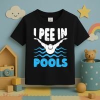 I Pee In Pools Funny Swimmer Swimming Coach Player Graphic Toddler T-Shirt thumb 3