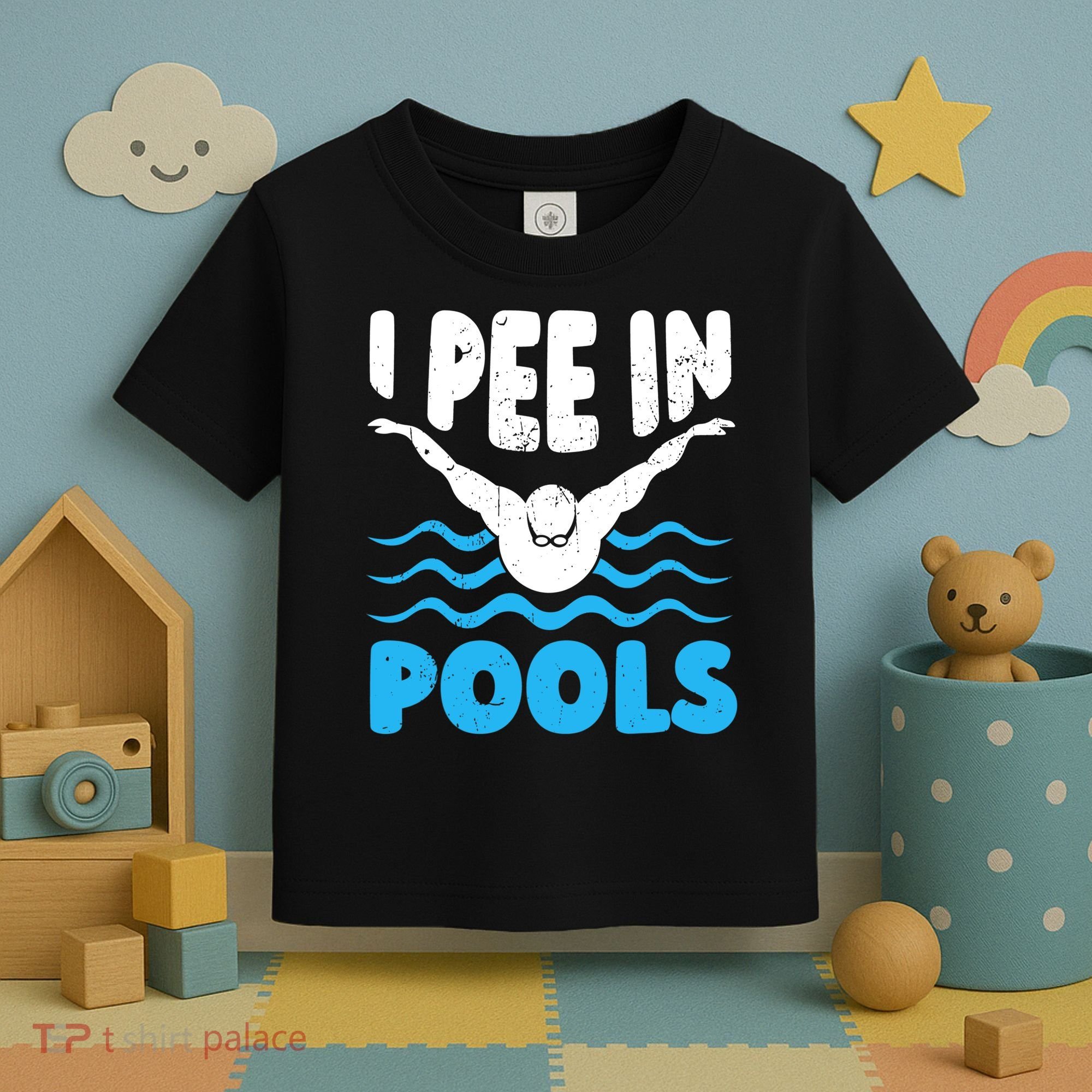 I Pee In Pools Funny Swimmer Swimming Coach Player Graphic Toddler T-Shirt