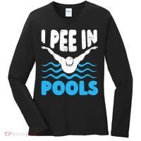 I Pee In Pools Funny Swimmer Swimming Coach Player Graphic Women's Long Sleeve Shirt thumb 0
