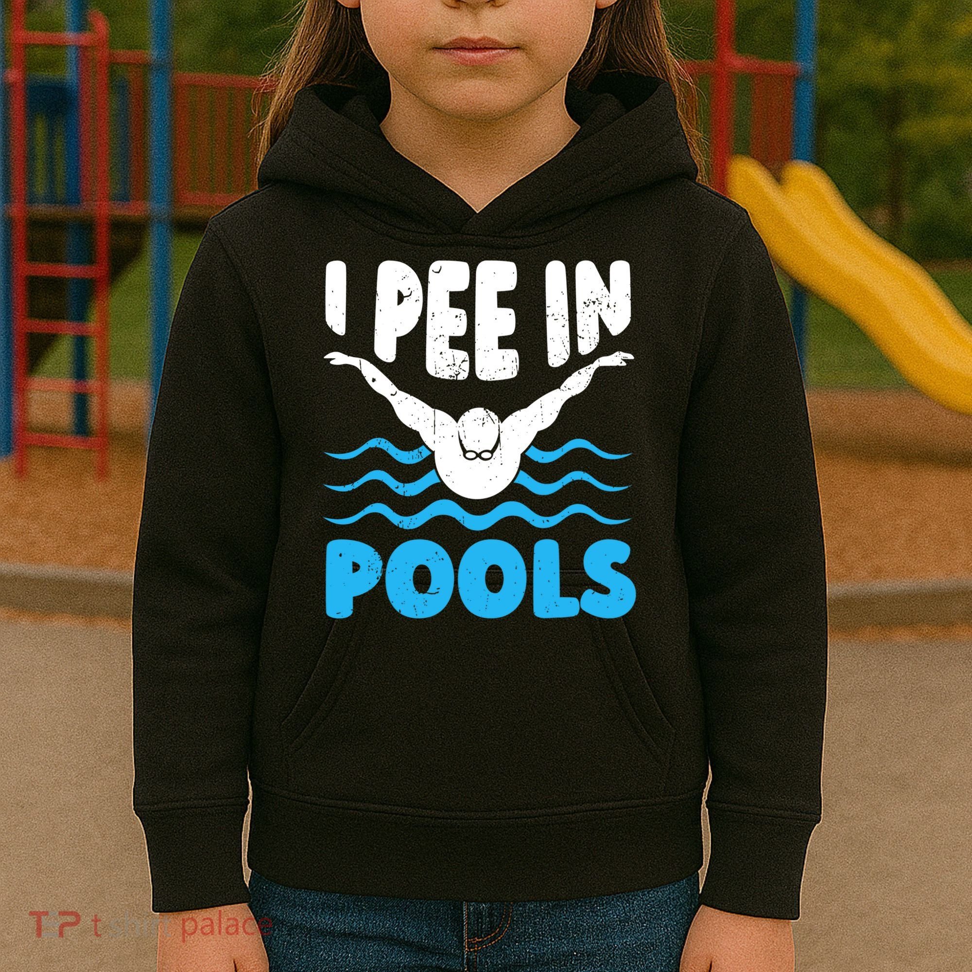I Pee In Pools Funny Swimmer Swimming Coach Player Graphic Kids Hoodie