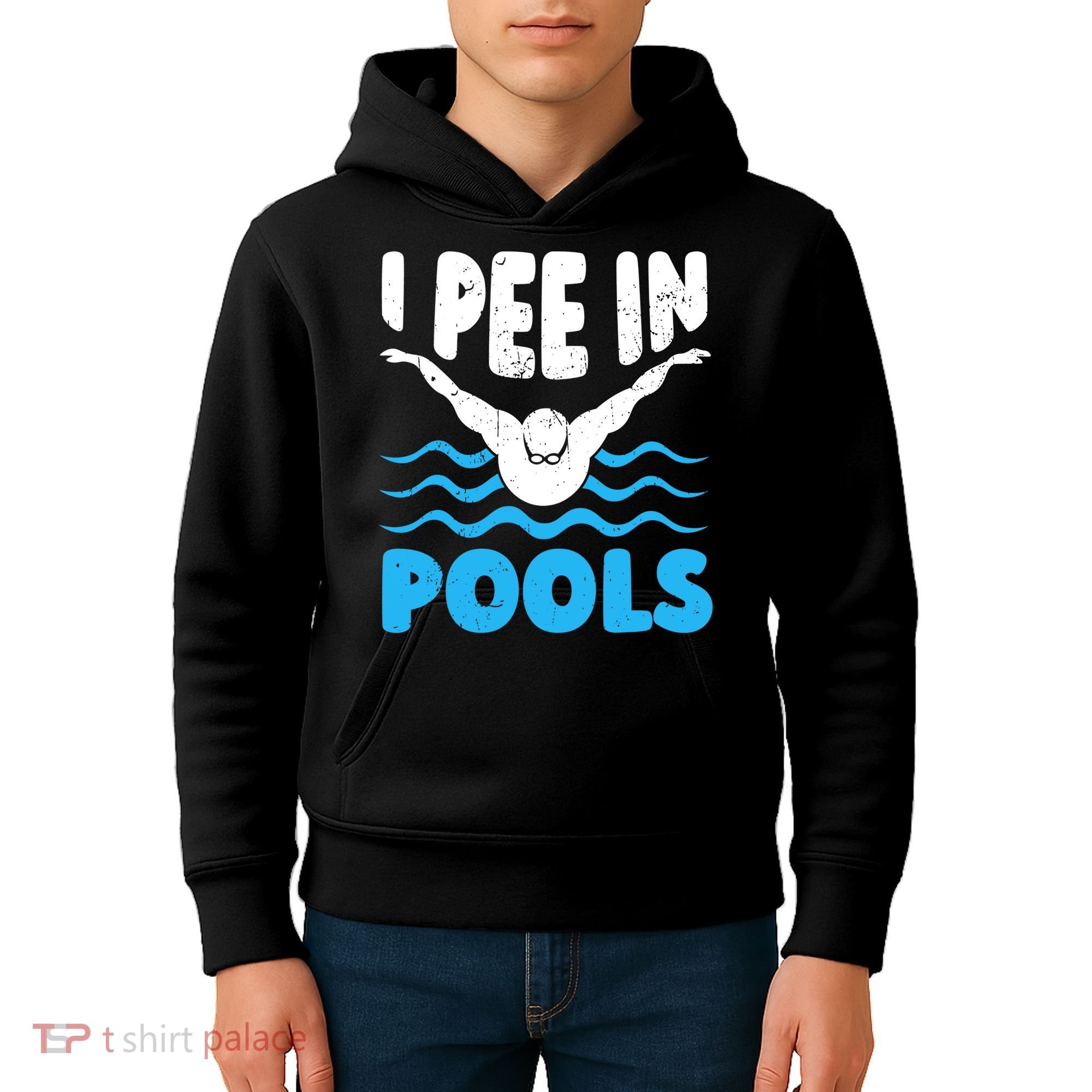 I Pee In Pools Funny Swimmer Swimming Coach Player Graphic Kids Hoodie