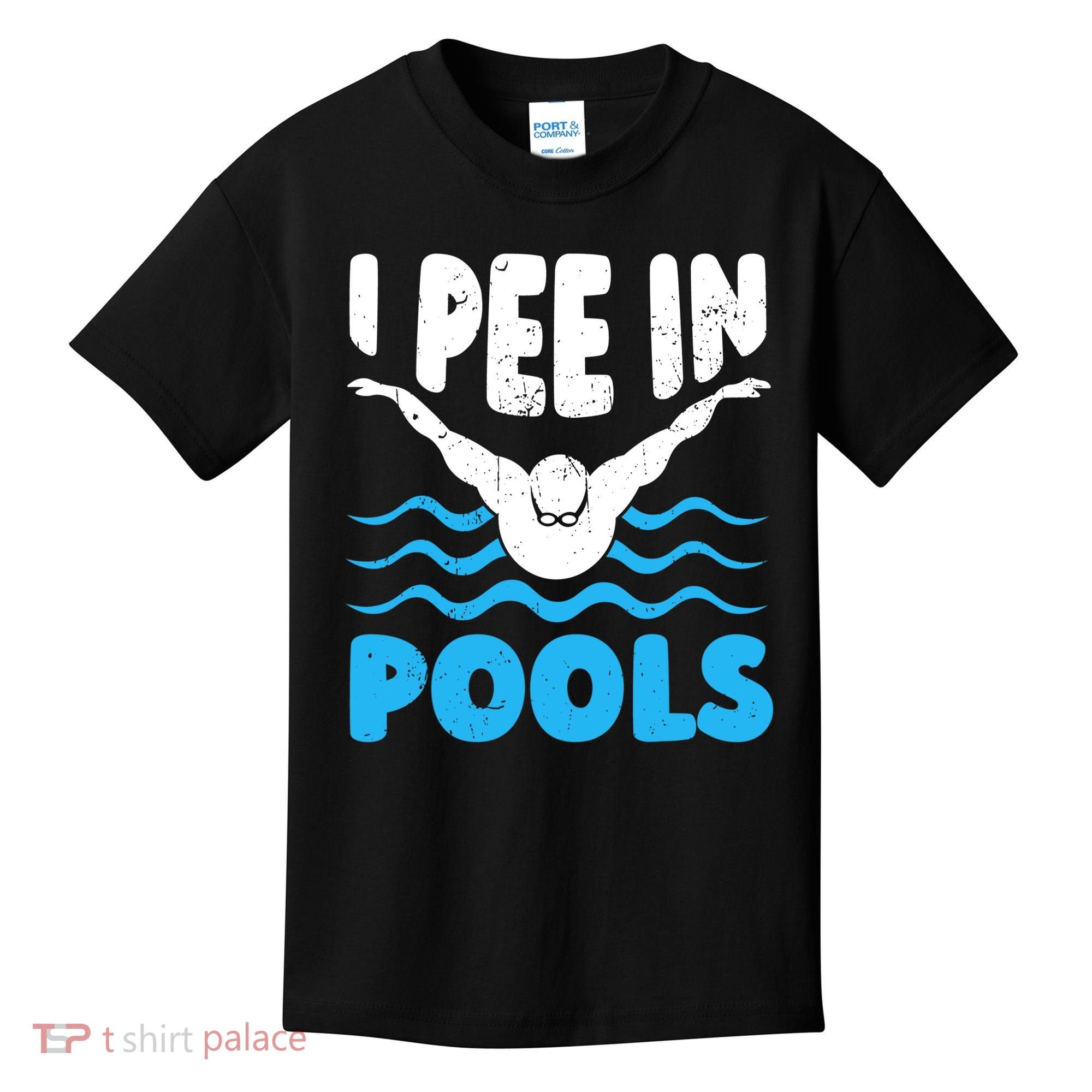 I Pee In Pools Funny Swimmer Swimming Coach Player Graphic Kids T-Shirt