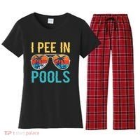 I Pee In Pools Funny Jokes Sarcastic Sayings Women's Flannel Pajama Set thumb 0