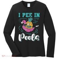 I Pee In Pools Swimming Joke Peeing In Public Pools Women's Long Sleeve Shirt thumb 0