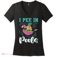 I Pee In Pools Swimming Joke Peeing In Public Pools Women's V-Neck T-Shirt thumb 0