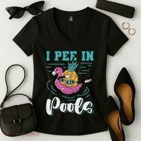 I Pee In Pools Swimming Joke Peeing In Public Pools Women's V-Neck T-Shirt thumb 2