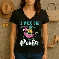 I Pee In Pools Swimming Joke Peeing In Public Pools Women's V-Neck T-Shirt thumb 3