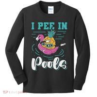I Pee In Pools Swimming Joke Peeing In Public Pools Kids Long Sleeve Shirt thumb 0