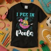I Pee In Pools Swimming Joke Peeing In Public Pools Kids T-Shirt thumb 3