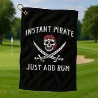 Instant Pirate Just Add Rum Funny Golf Towel thumb 1