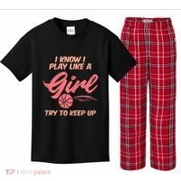 I PLay Like Basketball Cute Player Baller Kids Plaid Pajama Set thumb 0