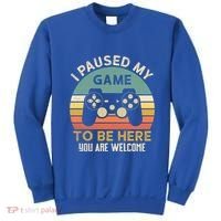 I Paused My Game To Be Here YouRe Welcome Retro Gamer Gift Sweatshirt thumb 0