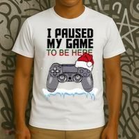I Paused My Game To Be Here Christmas Gamer T-Shirt thumb 3