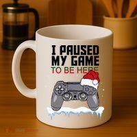 I Paused My Game To Be Here Christmas Gamer Coffee Mug thumb 4