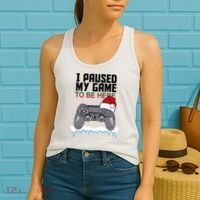 I Paused My Game To Be Here Christmas Gamer Women's Tank Top thumb 2