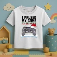 I Paused My Game To Be Here Christmas Gamer Toddler T-Shirt thumb 3