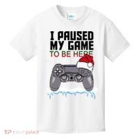 I Paused My Game To Be Here Christmas Gamer Kids T-Shirt thumb 0