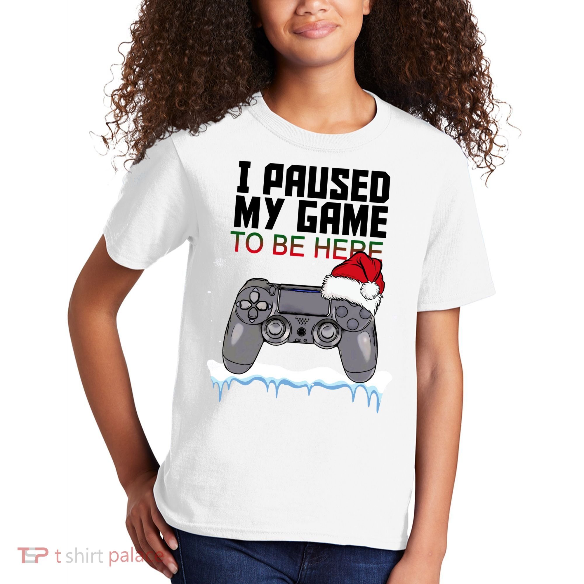 I Paused My Game To Be Here Christmas Gamer Kids T-Shirt