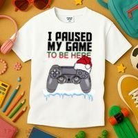 I Paused My Game To Be Here Christmas Gamer Kids T-Shirt thumb 3