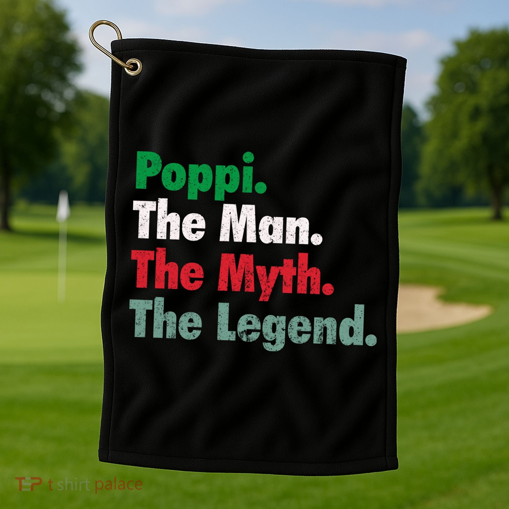 Italian Poppi Man Myth Legend Father Dad Uncle Golf Towel