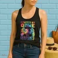I Paused My Game To Graduate Video Gamer Graduation Men Boy Women's Tank Top thumb 2