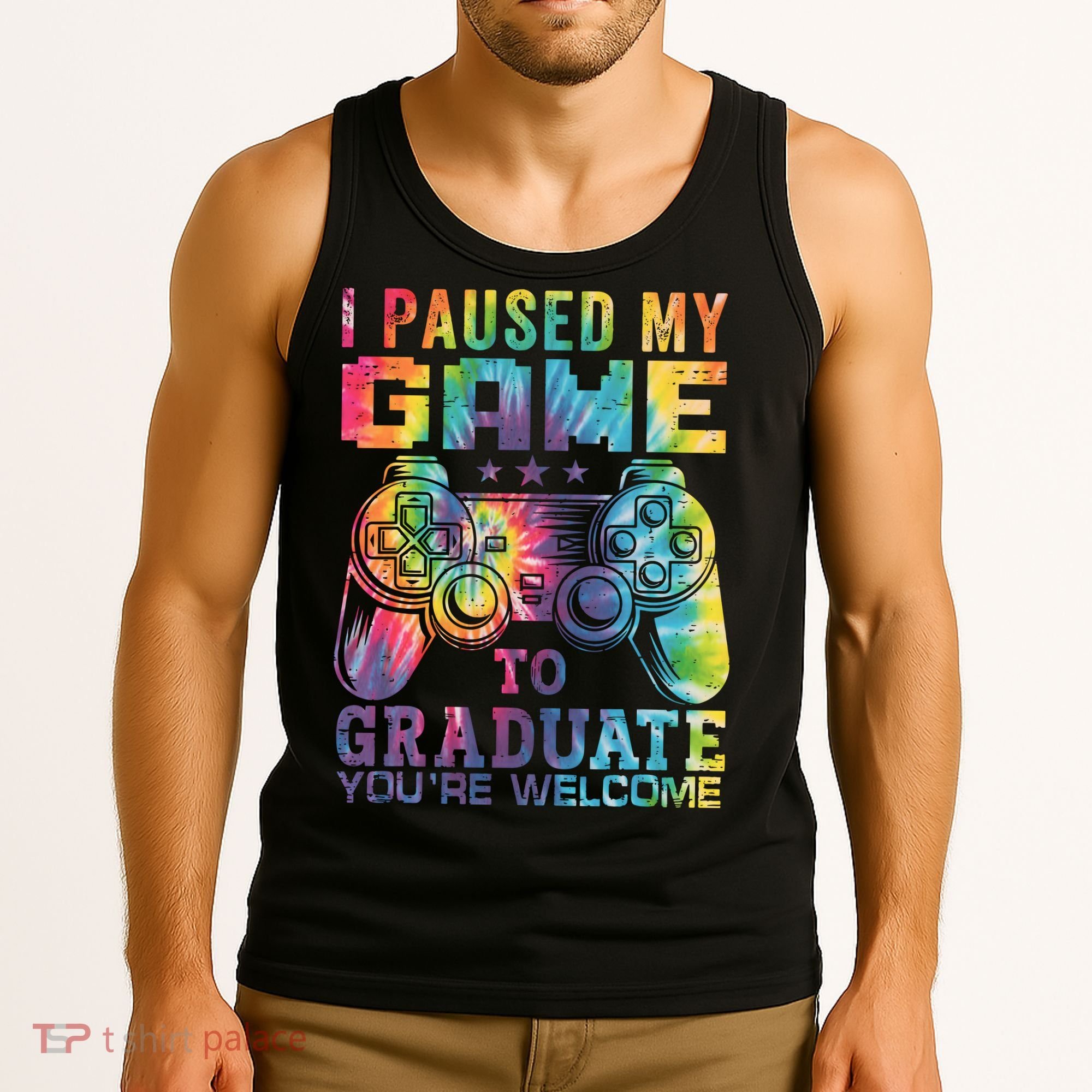 I Paused My Game To Graduate Video Gamer Graduation Men Boy Tank Top