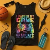 I Paused My Game To Graduate Video Gamer Graduation Men Boy Tank Top thumb 4