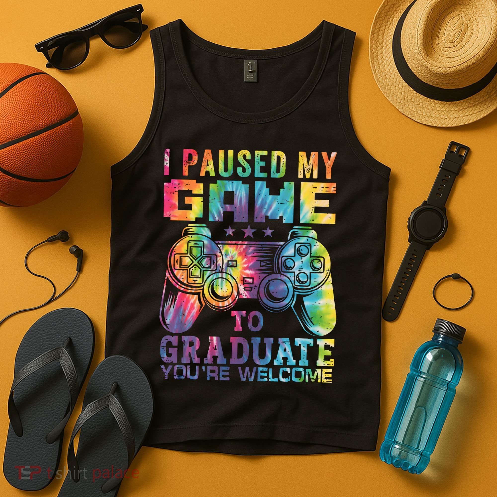 I Paused My Game To Graduate Video Gamer Graduation Men Boy Tank Top