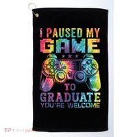 I Paused My Game To Graduate Video Gamer Graduation Men Boy Golf Towel thumb 0