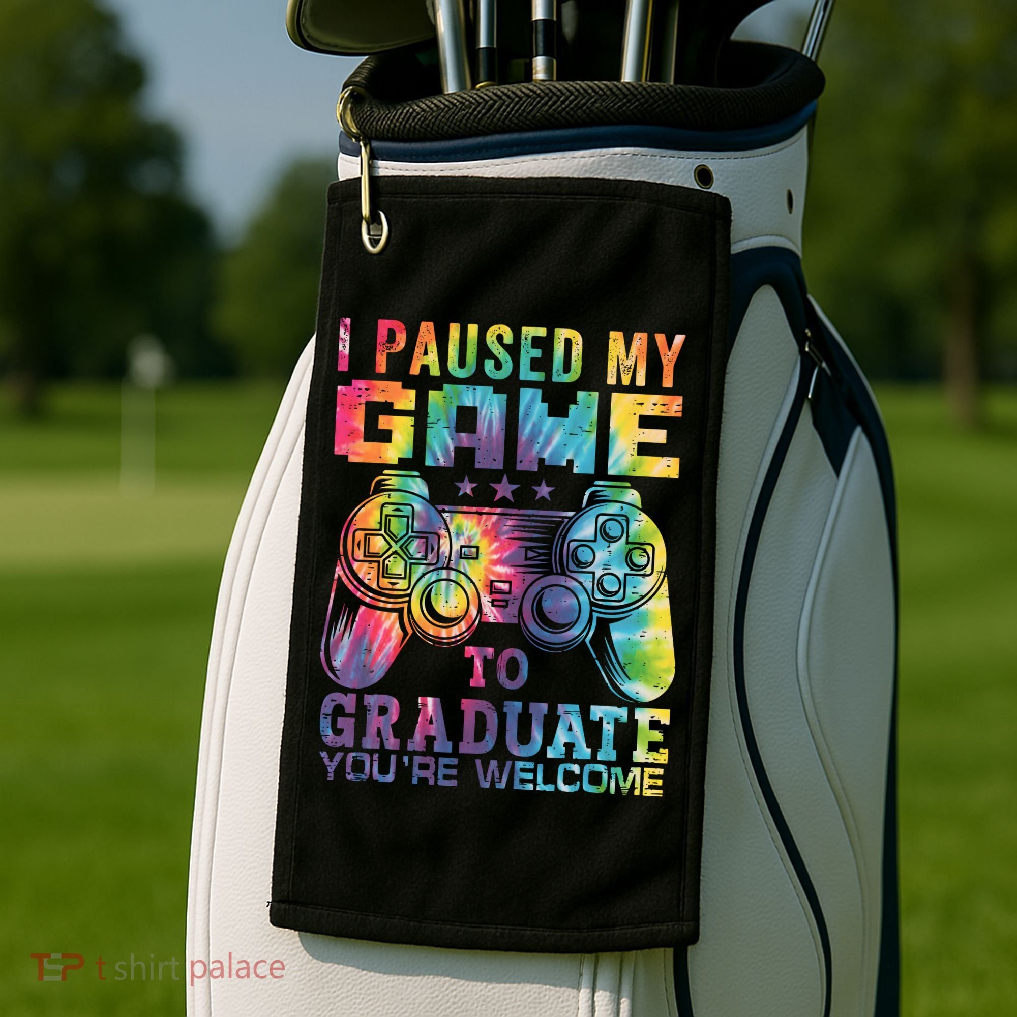 I Paused My Game To Graduate Video Gamer Graduation Men Boy Golf Towel