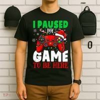 I Paused My Game To Be Here Christmas Holiday Gamer T-Shirt thumb 6