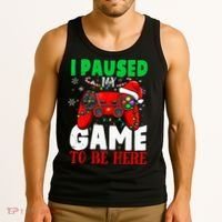 I Paused My Game To Be Here Christmas Holiday Gamer Tank Top thumb 3