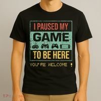 I Paused My Game To Be Here Gamer Gaming Retro Vintage Gift T-Shirt thumb 3