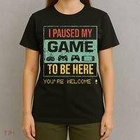 I Paused My Game To Be Here Gamer Gaming Retro Vintage Gift T-Shirt thumb 4
